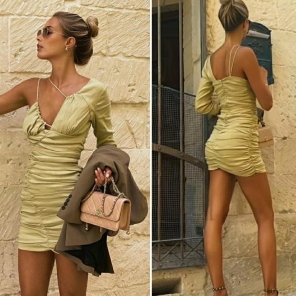 Zara Draped Linen Blend Dress *sold out*